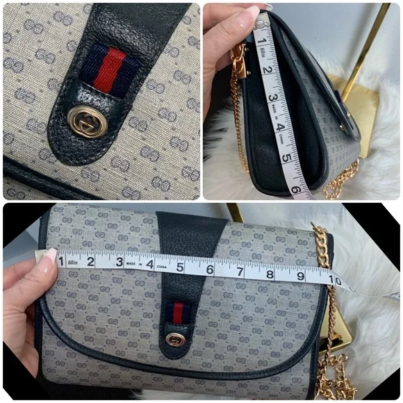 ❌SOLD❌Authentic vintage Gucci navy micro GG pouch clutch converted to crossbody - Picture 17 of 17